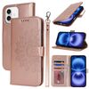 Per iPhone 16 Custodia per telefono in pelle con stampa a doppia piega (oro rosa)