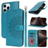 Per iPhone 16 Pro Max Custodia per telefono in pelle con stampa a doppia piega (blu)