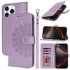 Per iPhone 16 Pro Max Custodia per telefono in pelle con stampa a doppia piega (viola)