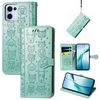 Per OPPO Reno13 Custodia in pelle goffrata con motivo a gatto e cane (verde)