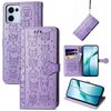 Per OPPO Reno13 Custodia in pelle goffrata con motivo a gatto e cane (viola)