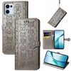 Per OPPO Reno13 Custodia in pelle goffrata con motivo a gatto e cane (grigio)