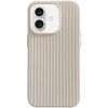 Per iPhone 16 Macaroon Tile Stripe TPU Hybrid PC Phone Case (Beige)