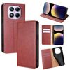 Per Redmi Note 14 Pro 4G Gloss Oil Custodia magnetica in pelle tinta unita (marrone)