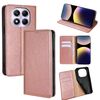Per Redmi Note 14 Pro 4G Custodia per telefono magnetica in pelle tinta unita Gloss Oil (oro rosa)