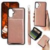 Per Samsung Galaxy A56 5G Custodia per telefono con cerniera tinta unita e 11 slot per carte con cordino (oro rosa)