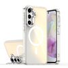 Per Samsung Galaxy A55 5G Plating Gradient Discolor MagSafe Custodia per telefono con supporto (bianco)