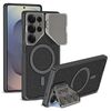 Per Samsung Galaxy S25 Ultra 5G GKK Metal Paint Pelle Nylon Tessuto Supporto Obiettivo MagSafe Custodia per Telefono (Nero)