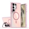 Per Samsung Galaxy S23 Ultra 5G Plating Gradient Discolor MagSafe Custodia per telefono con supporto (rosa)