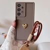 Per Samsung Galaxy A32 5G Custodia per telefono in TPU tinta unita 3D Love con cordino (marrone)