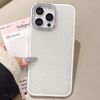 Per iPhone 16 Pro Max Custodia per telefono con copertura totale glitterata con cornice per fotocamera in strass incorporati (bianca)