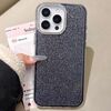 Per iPhone 16 Pro Max Custodia per telefono con copertura totale glitterata con cornice per fotocamera in strass incorporata (nero)