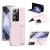 Per Samsung Galaxy Z Fold5 Custodia per telefono con supporto pieghevole integrato Skin Feel (rosa)