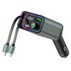 GC08C Doppio cavo retrattile di tipo C Display della tensione della luce ambientale Caricabatterie per auto rapido PD 65W