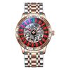 Orologio meccanico Dulunwe 6061A impermeabile 30 m con quadrante rotante, colore: cinturino in acciaio oro rosa