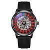 Orologio meccanico con quadrante rotante impermeabile Dulunwe 6061A 30m, colore: silicone nero