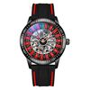 Orologio meccanico Dulunwe 6061A impermeabile 30 m con quadrante rotante, colore: cinturino bicolore nero