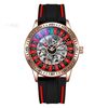 Orologio meccanico Dulunwe 6061A impermeabile 30 m con quadrante rotante, colore: cinturino bicolore in oro rosa