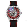 Orologio meccanico Dulunwe 6061A impermeabile 30 m con quadrante rotante, colore: cinturino bianco bicolore