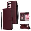 Per OPPO Reno13 Pro 5G Global 3-Card Slots Custodia multifunzionale in pelle per telefono (rosso vino)