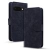 Per Google Pixel 9a Custodia per telefono in pelle di vitello con stampa mandala a doppia piega (nera)