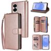 Per Samsung Galaxy S25 Edge 5G 9-Slot per schede Portafoglio con cerniera Custodia in pelle per telefono (oro rosa)