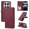 Per Redmi Note 14 Pro 4G Global 3-Card Slots Custodia multifunzionale in pelle per telefono (rosso vino)