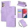 Custodia in pelle con 3 slot per carte di credito e motivo a fiori di rosa per Samsung Galaxy A13 4G / 5G (viola)