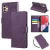 Custodia in pelle con 3 slot per carte di credito e motivo a fiori di rosa per Samsung Galaxy A13 4G / 5G (viola scuro)