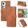 Custodia in pelle per OPPO Reno11 Global con motivo a rose e 3 slot per carte (marrone)