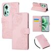 Custodia in pelle con 3 slot per carte di credito e motivo a fiori di rosa per OPPO Reno11 Global (rosa)
