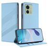 Per Motorola Edge 40 Custodia per telefono in pelle retrò con portafoglio multifunzionale in rilievo (azzurro chiaro)