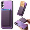 Per Samsung Galaxy S25 Edge 5G Retro Magsafe Card Bag PU Cover posteriore Custodia per telefono (viola)