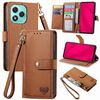 Custodia in pelle con laccetto Love Zipper per Honor 400 Lite (marrone)