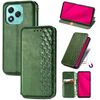 Custodia per telefono in pelle magnetica pressata a griglia cubica per Honor 400 Lite (verde)