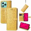 Custodia in pelle goffrata per telefono Honor 400 Lite con motivo gatto e cane (giallo)