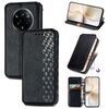 Per Realme 14 Pro+ Custodia per telefono in pelle magnetica pressata a griglia cubica (nera)