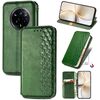Per Realme 14 Pro+ Custodia per telefono in pelle magnetica pressata a griglia cubica (verde)