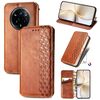 Per Realme 14 Pro+ Custodia per telefono in pelle magnetica pressata a griglia cubica (marrone)