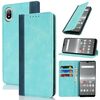 Per Sony Xperia Ace III Custodia per telefono in pelle con cuciture colorate e texture in vitello (blu chiaro blu scuro)