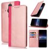 Per Sony Xperia Pro-I Custodia per telefono in pelle con cuciture colorate e texture in vitello (oro rosa rosso)