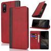 Per Sony Xperia Ace II / L5 Custodia per telefono in pelle con cuciture colorate con texture di vitello (rosso nero)
