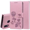 Custodia in pelle PU con flip orizzontale in rilievo rosa per Galaxy A40, con supporto, slot per schede e portafoglio (oro rosa)