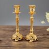 Due pezzi / set portacandele per cena a lume di candela singola zaffiro decorazione portacandele per matrimonio, dimensioni: 7,6 x 7,6 x 18,8 cm (oro)