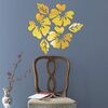 2 set modello flower wall sticker home decor 3D wall decalcomania art fai da te adesivi murali specchi day decorazione della camera (oro)