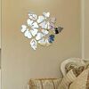 2 set motivo flower wall sticker home decor 3D decalffi art art fai da te Adesivi murali specchi day Decorazione soggiorno (argento)