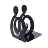 2 PCS Note musicali Fermalibri in metallo Supporto in ferro Supporto da scrivania per libri (Alti neri)