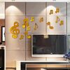 3d note musicali acrilici specchi wall sticker home decor soggiorno decorazione della parete arte fai da te adesivi murali (oro)