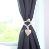 A005 Fibbia per tenda con nappa perforata in cotone e lino con benda magnetica (lettere di caffè)