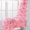 2 Pz Simulazione Sakura Rattan Plastica Plastica Decorativa Fiore Vite, Colore: 135 fiori Pink profondo